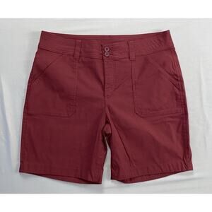 Eddie Bauer Zip Rear Pocket Microfiber Bermuda Hiking Shorts. Red, Women's 10.